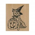 NEW Halloween Kitty RUBBER STAMP, Halloween Stamp,Cat Stamp, Pumpkin Stamp