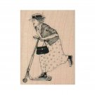 NEW Lady On Scooter RUBBER STAMP, Lady Stamp, Funny Stamp, Old Woman Stamp