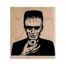 NEW Frankenstein's Monster With Doughnut RUBBER STAMP, Halloween Stamp, Doughnut