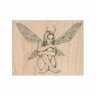 NEW Sitting Fairy RUBBER STAMP, Fantasy Stamp, Fairy Stamp, Pixie Stamp, Sprite