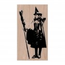 NEW Witch Holding Broom RUBBER STAMP, Halloween Stamp, Witch Stamp, Sexy Witch