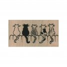 NEW Cats on a Fence RUBBER STAMP, Kitty Stamp, Cat Stamp, Cat Tails, Cat Lover