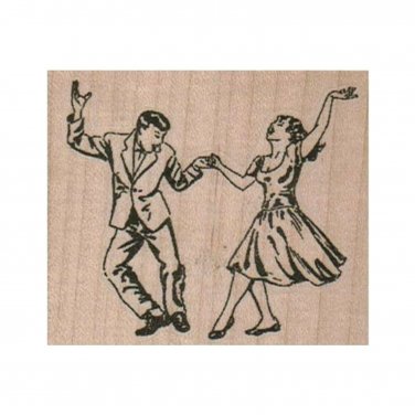 New Dancing Couple RUBBER STAMP, Jitterbug Stamp, Retro Stamp, Couple Stamp