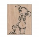 Funny Fairy Walking Dog RUBBER STAMP, Fantasy Stamp, Fairy Stamp, Sprite, Fay