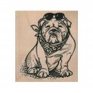 NEW Bulldog with Sunglasses & Bandanna RUBBER STAMP, Bulldog Stamp, Dog Stamp