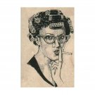 NEW Smoking Woman in Curlers RUBBER STAMP, Retro Housewife, Lady, Woman