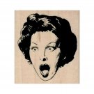 NEW Surprised Lady RUBBER STAMP, Screaming Lady, Scared Lady, Halloween Stamp
