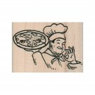 Mounted Rubber Stamp, Pizza Chef Stamp, Pizza Stamp, Chef Stamp, Pizza Party