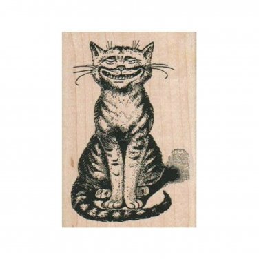 NEW Cheshire Cat RUBBER STAMP, Alice in Wonderland, Cat, Kitty, Sitting Cat