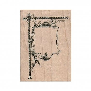Mounted Rubber Stamp, Fancy Sign Stamp, Sign Stamp, Mixed Media, Medieval Stamp