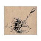 NEW Witch In Basket RUBBER STAMP, Halloween Stamp, Witch Stamp, Halloween Cards