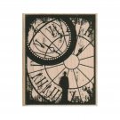 Worn Clock Face With Man Silhouette RUBBER STAMP, Clock Stamp, Time, Steampunk