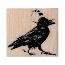 NEW Raven in Witch Hat RUBBER STAMP, Halloween Stamp, Raven Stamp, Crow Stamp