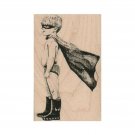 NEW Boy In Cape RUBBER STAMP, Superhero Stamp, Dress Up Stamp, Child Stamp