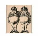NEW TweedleDee and TweedleDum RUBBER STAMP, Alice in Wonderland, Twins