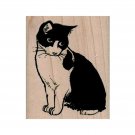 NEW Cat RUBBER STAMP, Kitty Rubber Stamp, Tuxedo Cat Stamp, Feline, Cat Lover