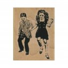 NEW Skipping Kids, Kid Stamp, Children Playing Stamp, Child Stamp, Children
