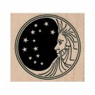 Mounted Rubber Stamp, Moon, Stars, Father Moon, Moon and Stars, Celestial, Night