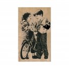 Mounted Rubber Stamp, Boy & Girl With Bike, Valentines, Valentines Day, Children