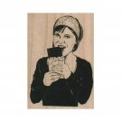 NEW Lady Eating Chocolate Bar RUBBER STAMP, Eating Stamp, Candy Stamp, Candy Bar