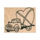 NEW Truck Hauling Heart RUBBER STAMP, Vintage Truck Stamp, Love Stamp, With Love
