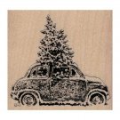 NEW Christmas Tree In Car RUBBER STAMP, VW Stamp, Christmas Stamp, Holiday Fun
