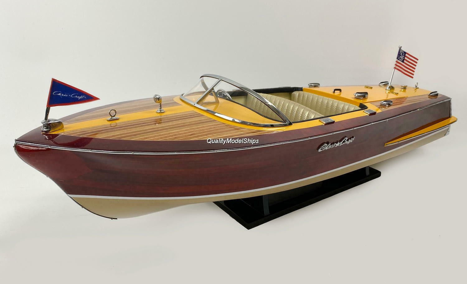 Chris Craft Capri Handcrafted Wooden Model Boat Ready To Display