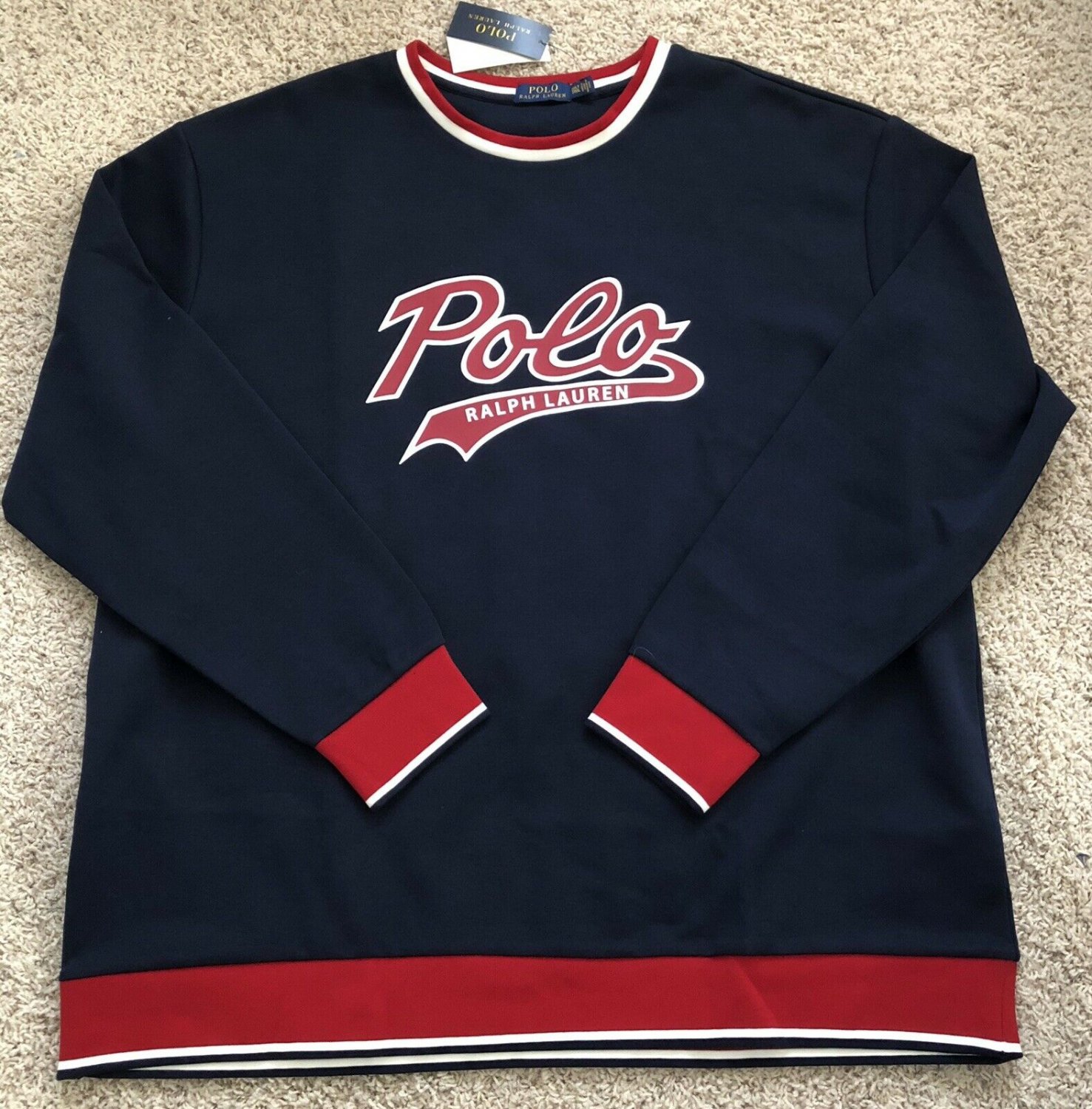 Ralph Lauren Double Knit Logo Sweatshirt *AMERICANA Red White Blue NWT ...