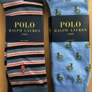 Ralph Lauren Men Socks Cotton 4 pair Navy, Gray, Stripes & Palm Trees NWT Groovy
