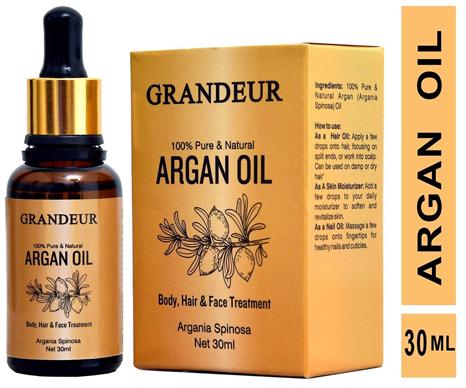 100% Pure & Natural Moroccan Argan Oil 30ml, for Dry and Coarse Hair & Skin care