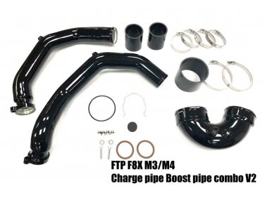 FTP BRIGHT BLACK F8X M3/M4 S55 CHARGE PIPE BOOST PIPE COMBO V2 FIT BMW