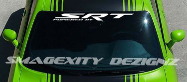 WHITE POWERED BY SRT WINDSHIELD BANNER DECAL STICKER Scat Pack CHALLENGER 392