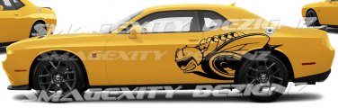 Reflective Black DRIVER SIDE CHALLENGER SRT SCAT RUMBLE BEE Tribal CAST VINYL DECAL KIT GRAPHICS