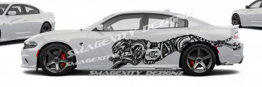 TRIBAL ROBOT CAT CUSTOM GRAPHIC DECAL KIT MATTE BLACK 8 YR VERTICAL CAST VINYL CHARGER