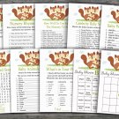 Squirrel baby shower games package,Woodland baby shower games package,9 Games,INSTANT DOWNLOAD-293