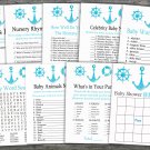 Nautical Anchor baby shower games package,Sea baby shower games package,9 Games,INSTANT DOWNLOAD-219