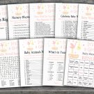 Stork baby shower games package,Pink stork baby shower games package,9 Games,INSTANT DOWNLOAD-211