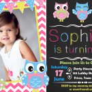 Owl birthday invitation,Owl birthday invite,Owl thank you card FREE--001