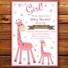 Pink Giraffe baby shower invitation,Pink Giraffe baby shower invite,Safari printable invite--103