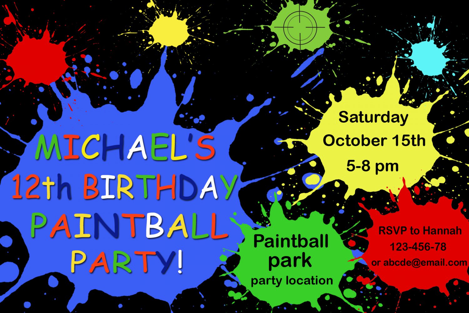 Paint splatter birthday invitation,paint splatter invite,paint splatter ...
