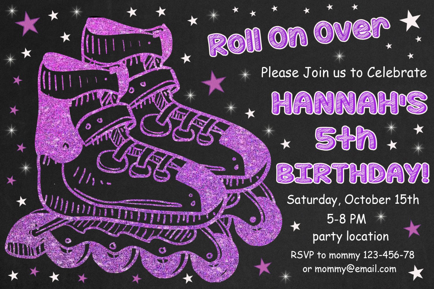 Roller skating birthday invitation,Roller skating invite,Roller skating ...