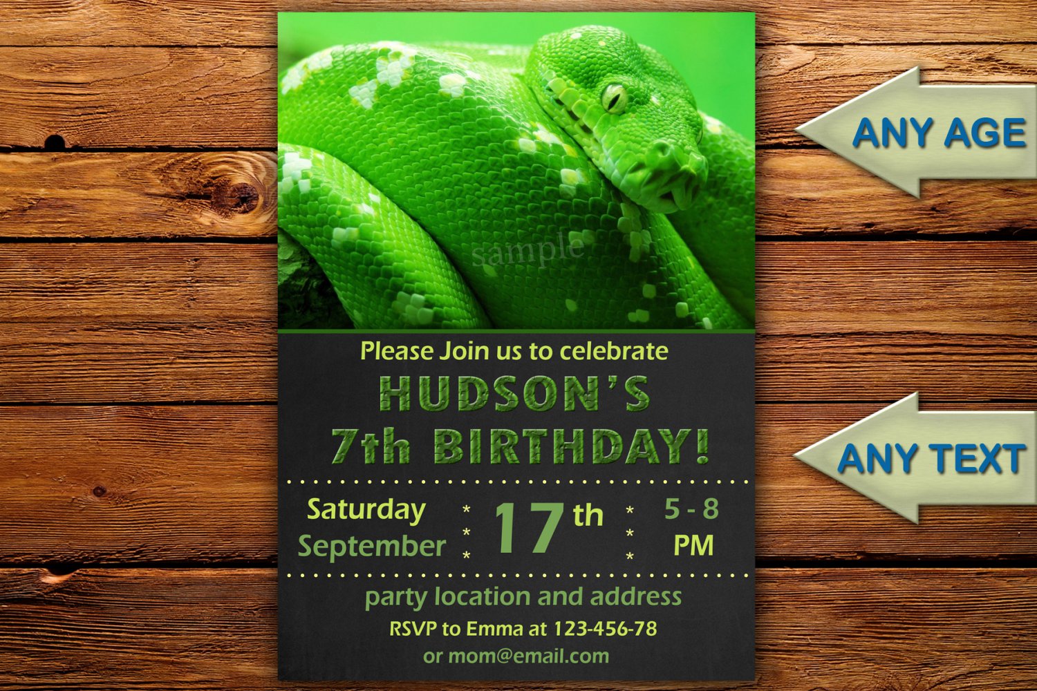 Snake birthay invitation,Snake birthay invite,Snake thank you card FREE--164