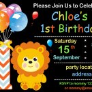 Lion birthday invitation,Safari animals invite,Lion thank you card FREE--171