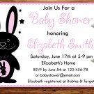 Pink Rabbit baby shower invitation,Rabbit baby shower invite--176