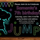 Neon jump and play birthay invitation,jump and play invite--178