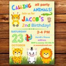 Safari animals birthday invitation,Safari animals birthday invite--206