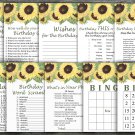 Sunflower Birthday Games package,Adult Birthday Games,9 Birthday Games,INSTANT DOWNLOAD
