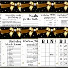 Golden bow Birthday Games package,Adult Birthday Games,9 Birthday Games,INSTANT DOWNLOAD