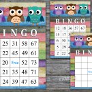 Owl bingo game,Owl bingo card,birthday bingo card,60 Printable bingo card game,INSTANT DOWNLOAD--385