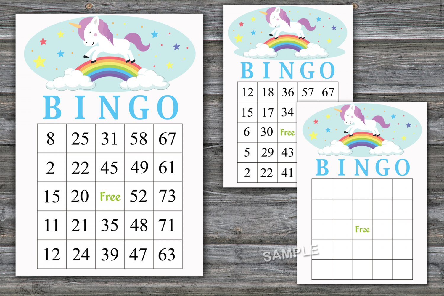 unicorn bingo gameunicorn bingo cardbirthday bingo card60 printable